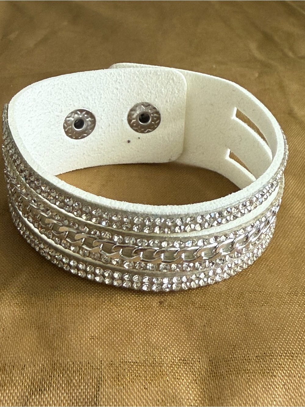 White Crystal Wrap Bracelet with Silver Accents